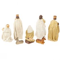 Artikel Krippenfiguren Set 8-teilig Creme-Gold Handbemalt 6-12,5 cm