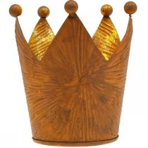 Artikel Teelichthalter Krone Rost Gold Optik Metall Deko H10cm