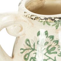 Artikel Keramik-Krug im Landhausstil 22cm weiß-grün mit Blumenmuster