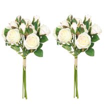 Artikel Künstliche Rosen aus Seidenstoff, creme, 36 cm, 12 Stück