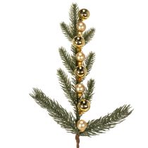 Artikel Künstlicher Tannenzweig mit goldfarbenen Mini-Christbaumkugeln, 46 cm, 2 Stück
