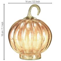 Artikel Kürbis Glas Dekoobjekt Ø14cm H18cm Orange mit Metallstil