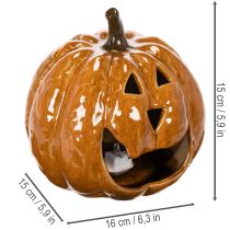 Artikel Keramik Kürbis LED-Dekoration Orange 15 cm