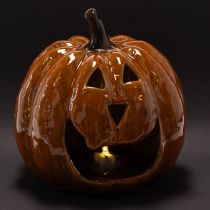 Artikel Keramik Kürbis LED-Dekoration Orange 15 cm