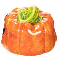 Artikel Deko-Kürbis aus Keramik, handbemalt, 8 cm, orange-grün, Herbst und Halloween