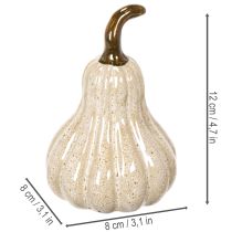 Artikel Deko-Kürbis aus Keramik 12cm Beige für Herbstdekoration