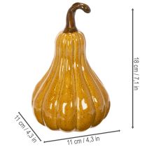Artikel Deko-Kürbis Keramik 18cm Dunkelgelb mit Braun für Wohnraum