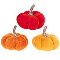 Artikel Deko Kürbis Set aus Samt in Rot, Orange und Gelb, 5cm, 12 Stück