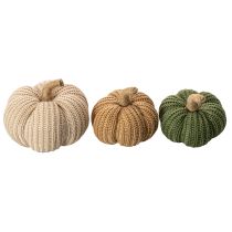 Artikel Deko-Set gestrickte Kürbisse Baumwolle 10 cm Braun Beige Grün 6 Stück