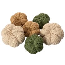 Artikel Deko-Set gestrickte Kürbisse Baumwolle 10 cm Braun Beige Grün 6 Stück