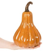 Artikel Kürbis aus Keramik 26 cm Orange für Herbstdekoration