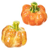 Artikel Deko-Kürbis aus Keramik 6 cm Orange-Grün 2er Set für Innenbereich