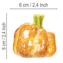 Artikel Deko-Kürbis aus Keramik 6 cm Orange-Grün 2er Set für Innenbereich