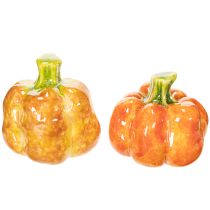 Artikel Deko-Kürbis aus Keramik 6 cm Orange-Grün 2er Set für Innenbereich