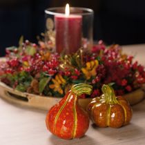Artikel Kürbisse Keramik Herbstdeko Braun Orange 10/13cm 2 St
