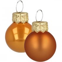 Artikel Mini Weihnachtskugeln Glas Orange Matt/Glänzend Ø 2 cm 44 Stück