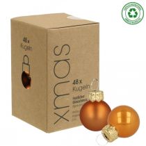 Artikel Mini Weihnachtskugeln Glas Orange Matt/Glänzend Ø2cm 44St