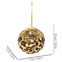 Artikel Weihnachtskugeln Kunststoff Leopard Muster mit Glitzer 7cm 3 Stück