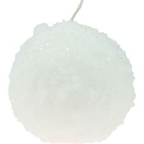 Artikel Wachskugelkerzen Set Ø10cm Weiß Schneeball-Optik 4 Stück für Winterdekoration