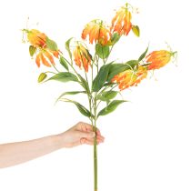 Artikel Künstliche Gloriosa Blumen orange mit langen Stielen 80 cm für Vasen 3er-Set