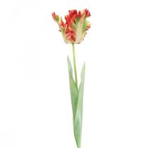 Kunstblume, Papagei Tulpe Rot Gelb, Frühlingsblume 69cm