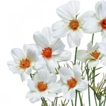 Artikel Kunstblumen Cosmea Weiß Orange Seidenblumen H51cm 3 Stück