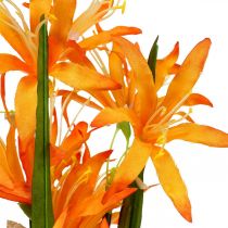 Kunstblumen Nerine Orange Guernseylilien Herbstblumen 48cm