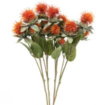 Kunstpflanzen Färberdistel Dekozweig Distelzweig Distel Orange 4St