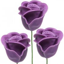 Artikel Kunstrosen Violett Wachsrosen Deko Rosen Wachs Ø6cm 18St