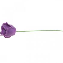 Artikel Künstliche Rosen Violett Wachsrosen Ø6cm mit Drahtstiel 18 Stück
