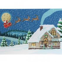 LED Bild Weihnachten Weihnachtsmann mit Schlitten LED Wandbild 38x28cm