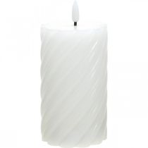 LED Echtwachs Kerze mit Timer Weiß Warmweiß Ø7,5cm H15cm