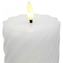 LED Echtwachs Kerze mit Timer Weiß Warmweiß Ø7,5cm H15cm
