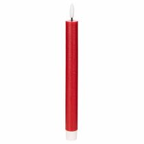 Artikel 2 rote LED-Spitzkerzen aus Echtwachs, 24 cm, warmweiß, mit 6-Stunden-Timer
