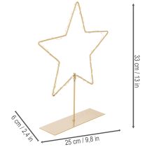 Artikel Stern aus Metall mit 50 LED 33cm Gold für innen Batteriebetrieben