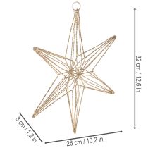 Artikel Deko LED-Stern aus goldfarbenem Draht 32cm für Innen