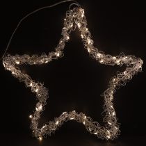 Artikel LED-Stern zum Hängen Silber Metall 70 LED Warmweiß Ø25cm