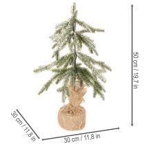 Artikel Künstliche beschneite Tanne mit LED-Lichtern im Jutesack 50 cm innen