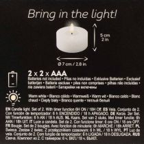 Artikel 2er-Set LED-Teelichter aus weißem Echtwachs, Ø 7 x 6 cm, warmweiß, mit 6-Stunden-Timer