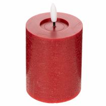 Artikel LED-Stumpenkerze aus Echtwachs, rot, 12 cm, mit Timer und warmweißem Licht
