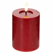 Artikel LED-Stumpenkerze aus Echtwachs, rot, 12 cm, mit Timer und warmweißem Licht