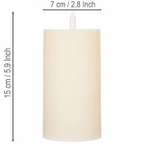 Artikel LED-Stumpenkerze aus Echtwachs, 15 cm, Cremeweiß, mit 6-Stunden