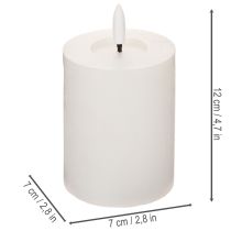 Artikel LED Stumpenkerze mit Flackerlicht und Timerfunktion Weiß Ø 7 cm Höhe 12 cm