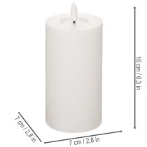 Artikel Weiße LED-Stumpenkerze flackernd mit Timer Ø 7 cm H 16 cm aus Echtwachs