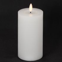 Artikel Weiße LED-Stumpenkerze flackernd mit Timer Ø 7 cm H 16 cm aus Echtwachs