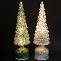 Artikel LED Weihnachtsbaum Set drehend Grün Silber H34cm 2 Stück
