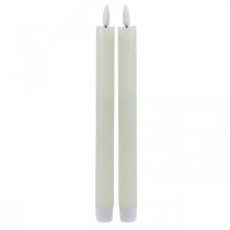 LED Kerze Wachs Stabkerzen Creme Für Batterie Ø2cm 24cm 2St