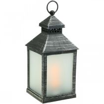 LED Laterne mit Timer Deko Laterne Vintage Silber H23cm
