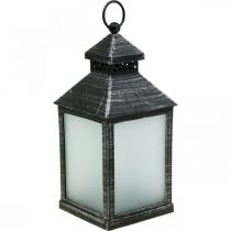 LED Laterne mit Timer Deko Laterne Vintage Silber H23cm
