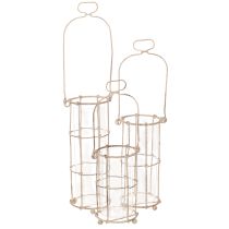 Artikel Laternen-Set aus Metall und Glas, Ø 8,5 cm, H 23/18,5/14,5 cm, 3-teilig, braun-grau